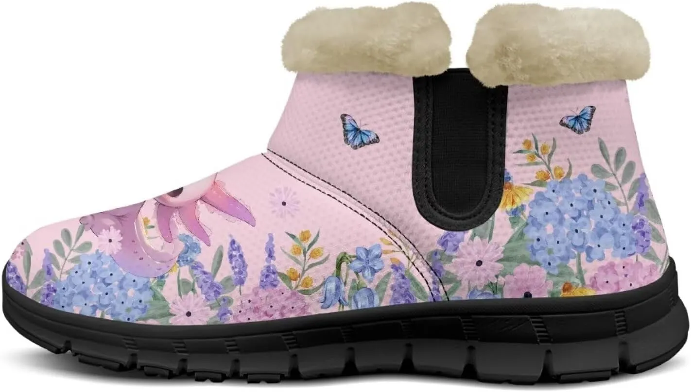 Ankle Boots for Women Waterproof Anti-Slip Warm Fur Lined Winter Fuzzy Boot Outdoor Comfortable Insulated Slip On Booties Shoes for Hiking Walking