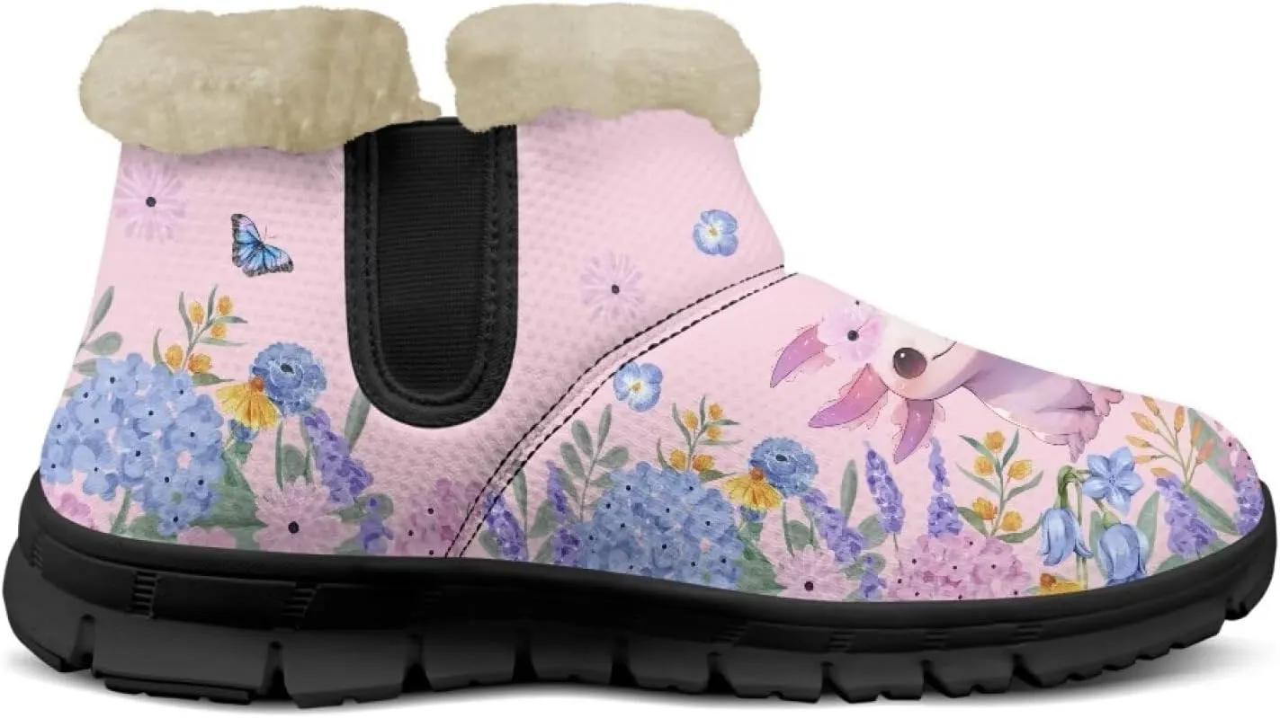 Ankle Boots for Women Waterproof Anti-Slip Warm Fur Lined Winter Fuzzy Boot Outdoor Comfortable Insulated Slip On Booties Shoes for Hiking Walking