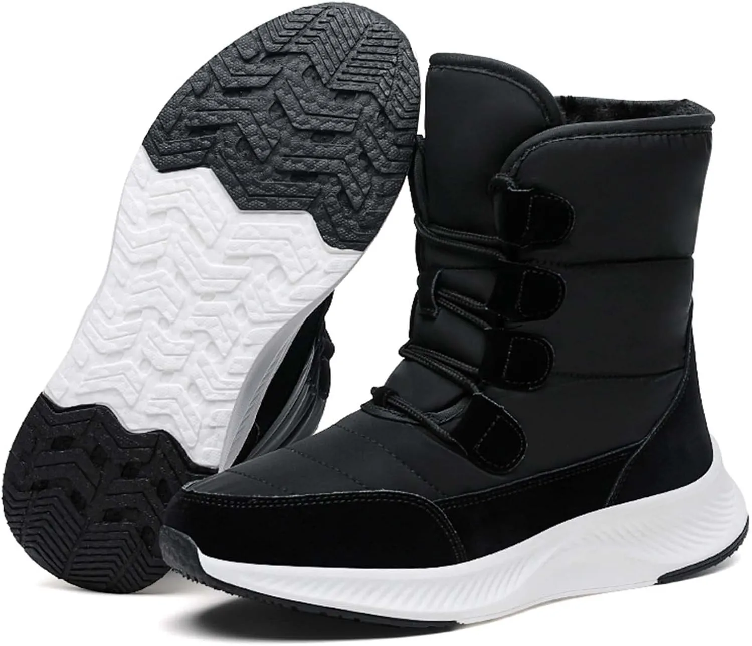 Eliogn Women's Lightweight Snow boots Waterproof Lace-up Boots Winter Warm Fur Lined Boot High Top Walking Booties
