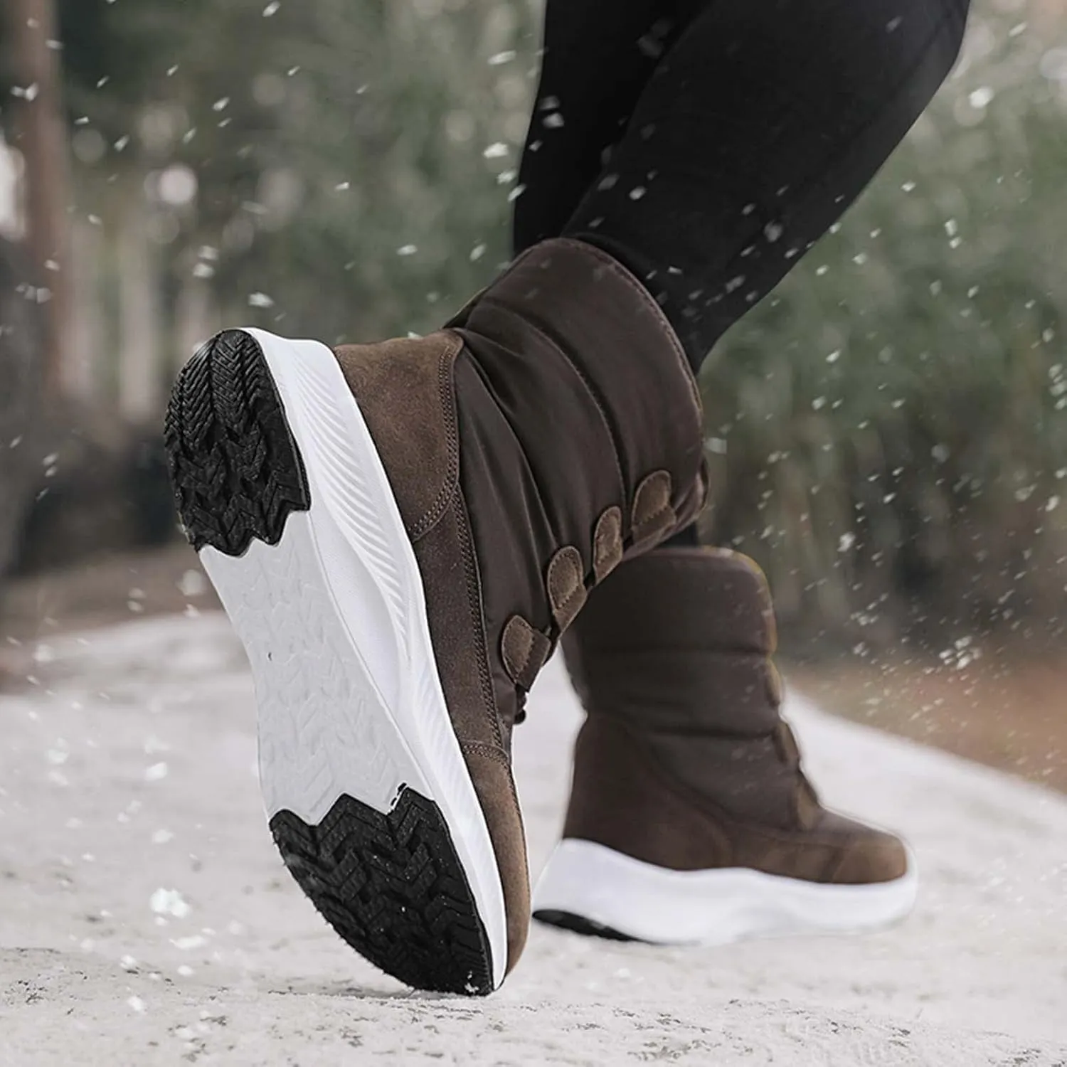 Eliogn Women's Lightweight Snow boots Waterproof Lace-up Boots Winter Warm Fur Lined Boot High Top Walking Booties