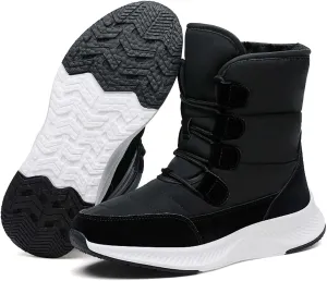 Eliogn Women's Lightweight Snow boots Waterproof Lace-up Boots Winter Warm Fur Lined Boot High Top Walking Booties