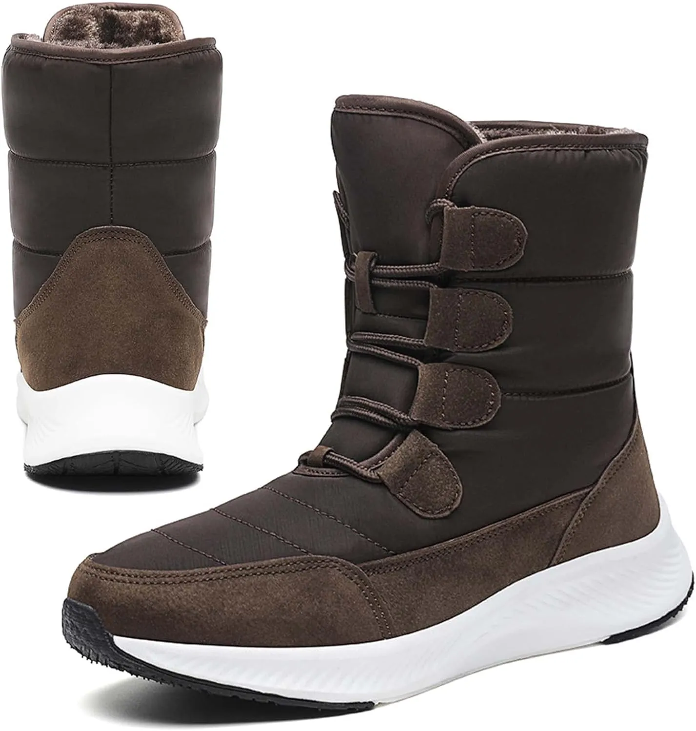 Eliogn Women's Lightweight Snow boots Waterproof Lace-up Boots Winter Warm Fur Lined Boot High Top Walking Booties