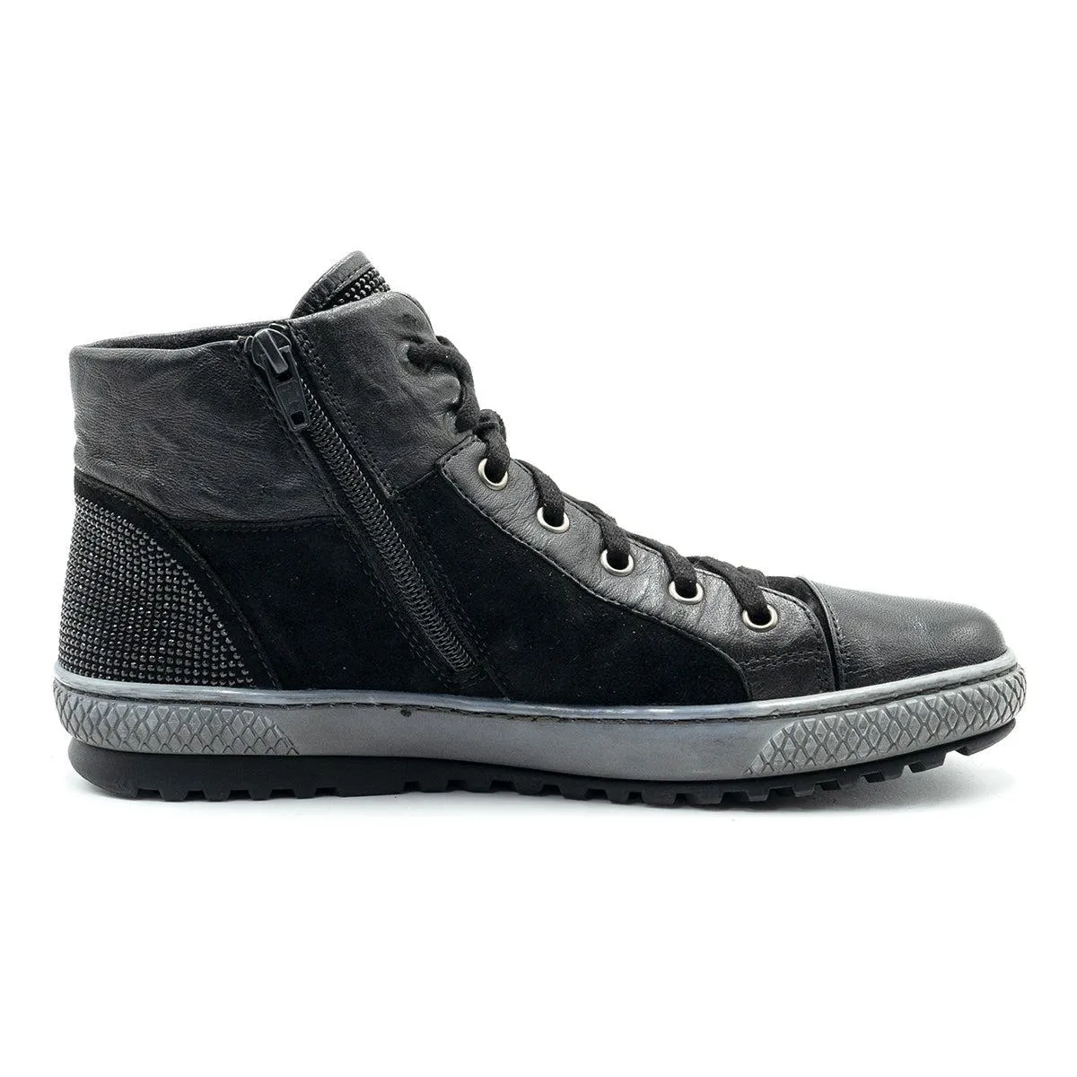 Gabor Studded High-Top Sneakers Leather Black Colour For Women