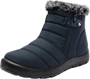 Hiking Boots for Teen Girl Waterproof Boots Lightweight Insulated Fur Boots Trekking Trail Climbing Shoes Teens Winter Boots