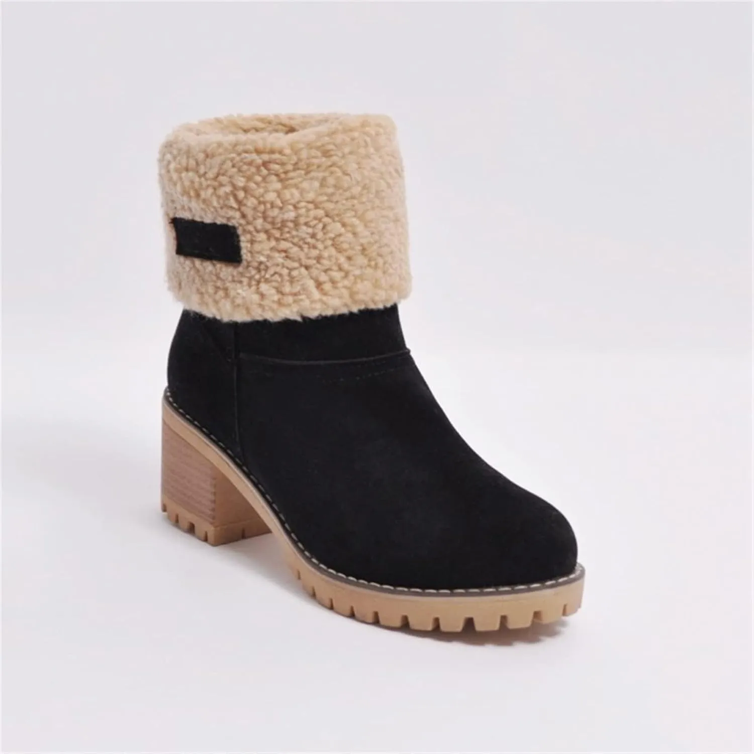 Ladmiple Snow Boots For Women Cute Wide Calf Winter Boots Classic Faux Fur Lined Slip On Fashion Casual Warm Ankle Booties