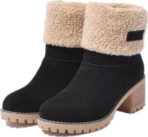 Ladmiple Snow Boots For Women Cute Wide Calf Winter Boots Classic Faux Fur Lined Slip On Fashion Casual Warm Ankle Booties