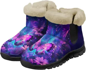 Snow Boots for Women Waterproof Non Slip Winter Warm Fur Lined Fuzzy Boot Outdoor Comfortable Insulated Slip On Booties Shoes for Hiking Walking