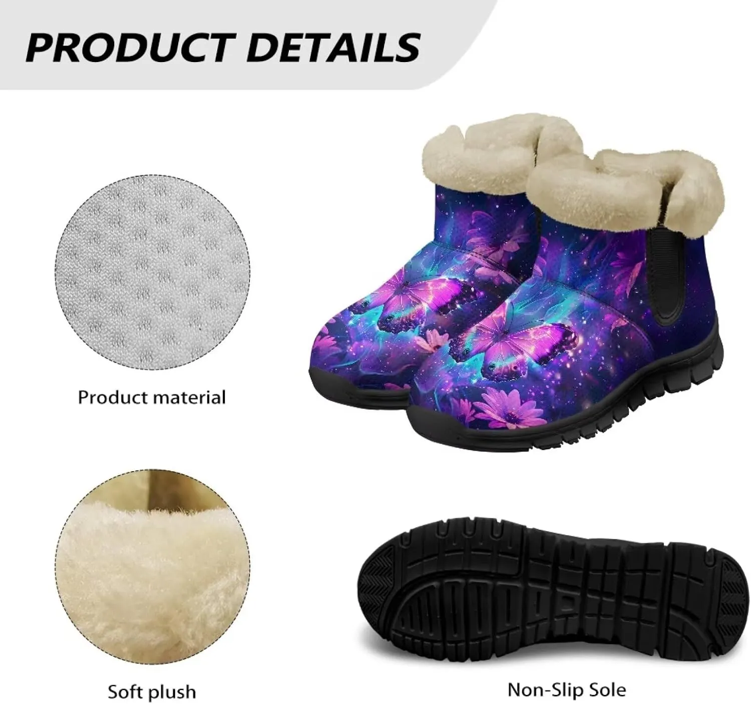 Snow Boots for Women Waterproof Non Slip Winter Warm Fur Lined Fuzzy Boot Outdoor Comfortable Insulated Slip On Booties Shoes for Hiking Walking