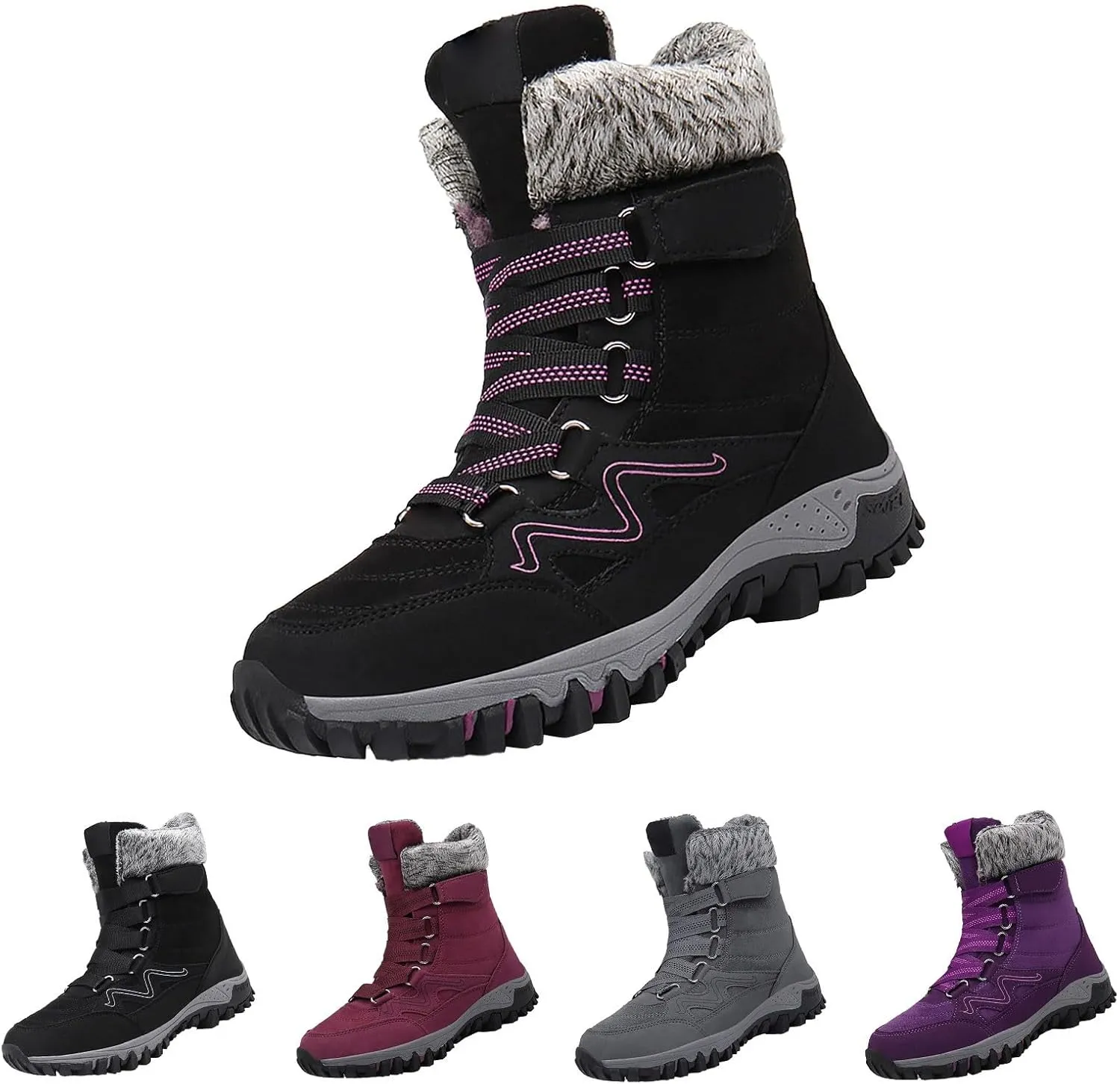 Snow Boots Hiking Men High Top Snow Boots Fashion Casual Women Snow Boots Winter Walking Shoes for Men