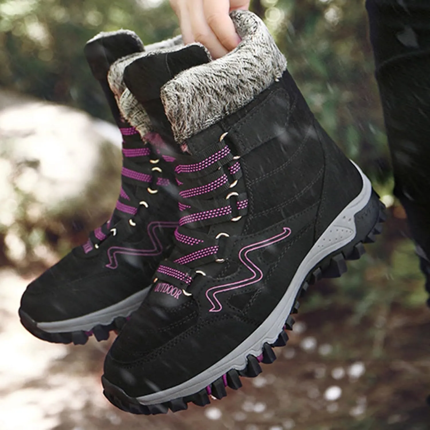 Snow Boots Hiking Men High Top Snow Boots Fashion Casual Women Snow Boots Winter Walking Shoes for Men