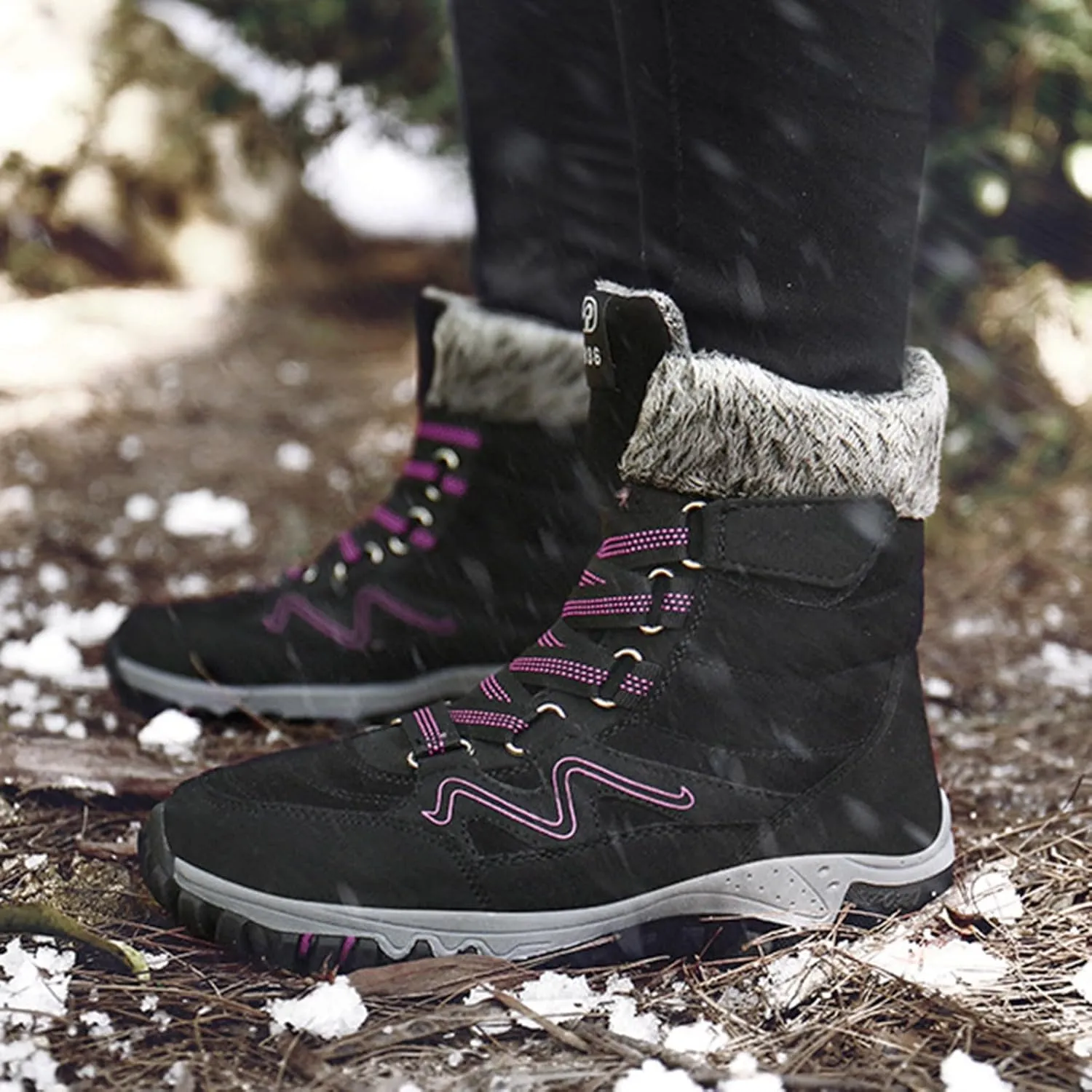 Snow Boots Hiking Men High Top Snow Boots Fashion Casual Women Snow Boots Winter Walking Shoes for Men