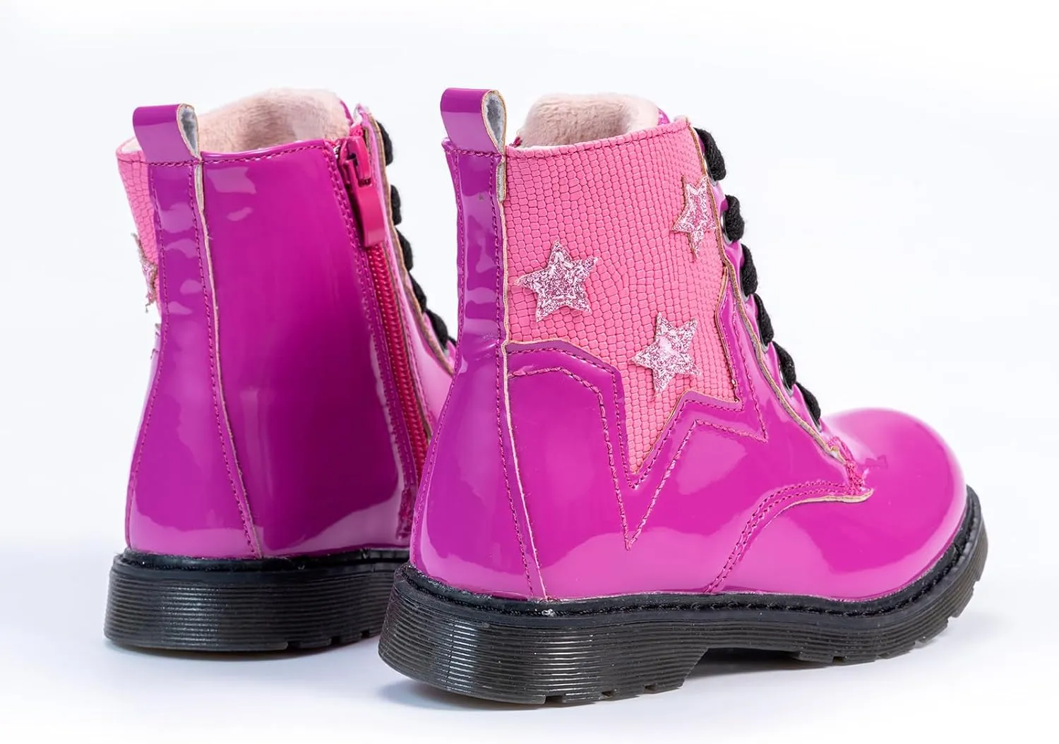 TZJS Girls Ankle Boots Girls' Lace Up Outdoor Combat Boot Kids Lightweight Hiking Shoes with Side Zipper for Toddler/Little Kid