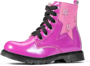 TZJS Girls Ankle Boots Girls' Lace Up Outdoor Combat Boot Kids Lightweight Hiking Shoes with Side Zipper for Toddler/Little Kid