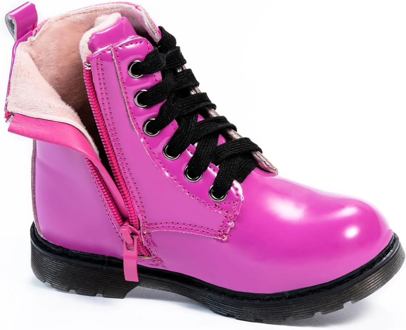 TZJS Girls Ankle Boots Girls' Lace Up Outdoor Combat Boot Kids Lightweight Hiking Shoes with Side Zipper for Toddler/Little Kid