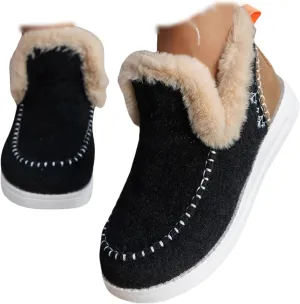 Winter Boots For Women 2024 Dressy Snow Boots Warm Ankle Booties Slip On Fur Lined Comfortable Fashion Loafers Shoes