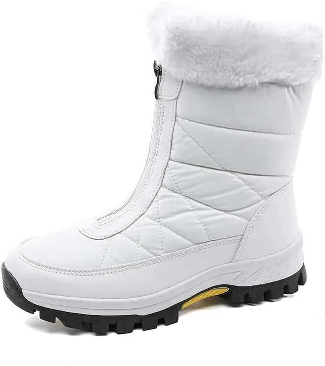 Women Winter Snow Boots Water Resistant Warm Fur Lined Anti Slip Mid-Calf Waterproof Slip On Outdoor Athletic Lightweight Snow Sneaker Boots