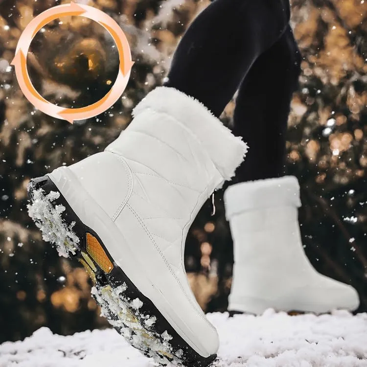 Women Winter Snow Boots Water Resistant Warm Fur Lined Anti Slip Mid-Calf Waterproof Slip On Outdoor Athletic Lightweight Snow Sneaker Boots
