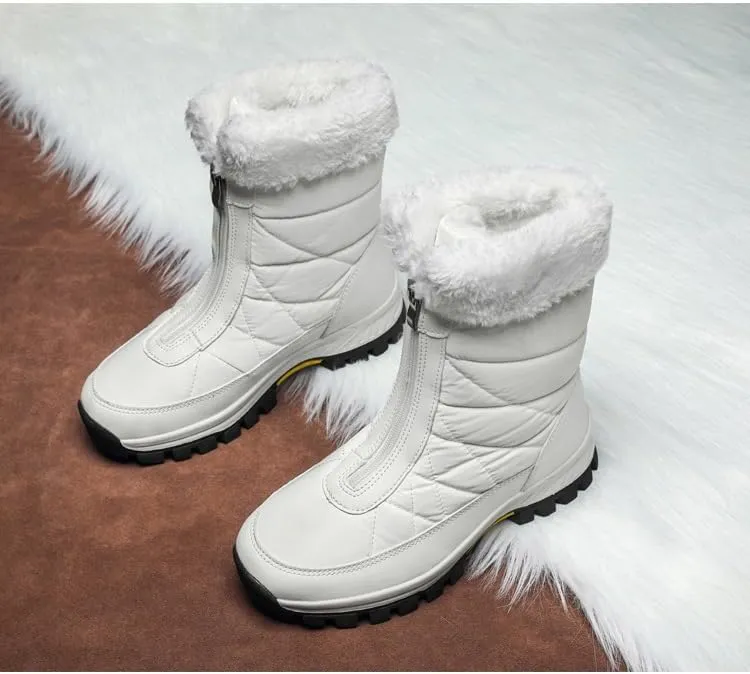 Women Winter Snow Boots Water Resistant Warm Fur Lined Anti Slip Mid-Calf Waterproof Slip On Outdoor Athletic Lightweight Snow Sneaker Boots