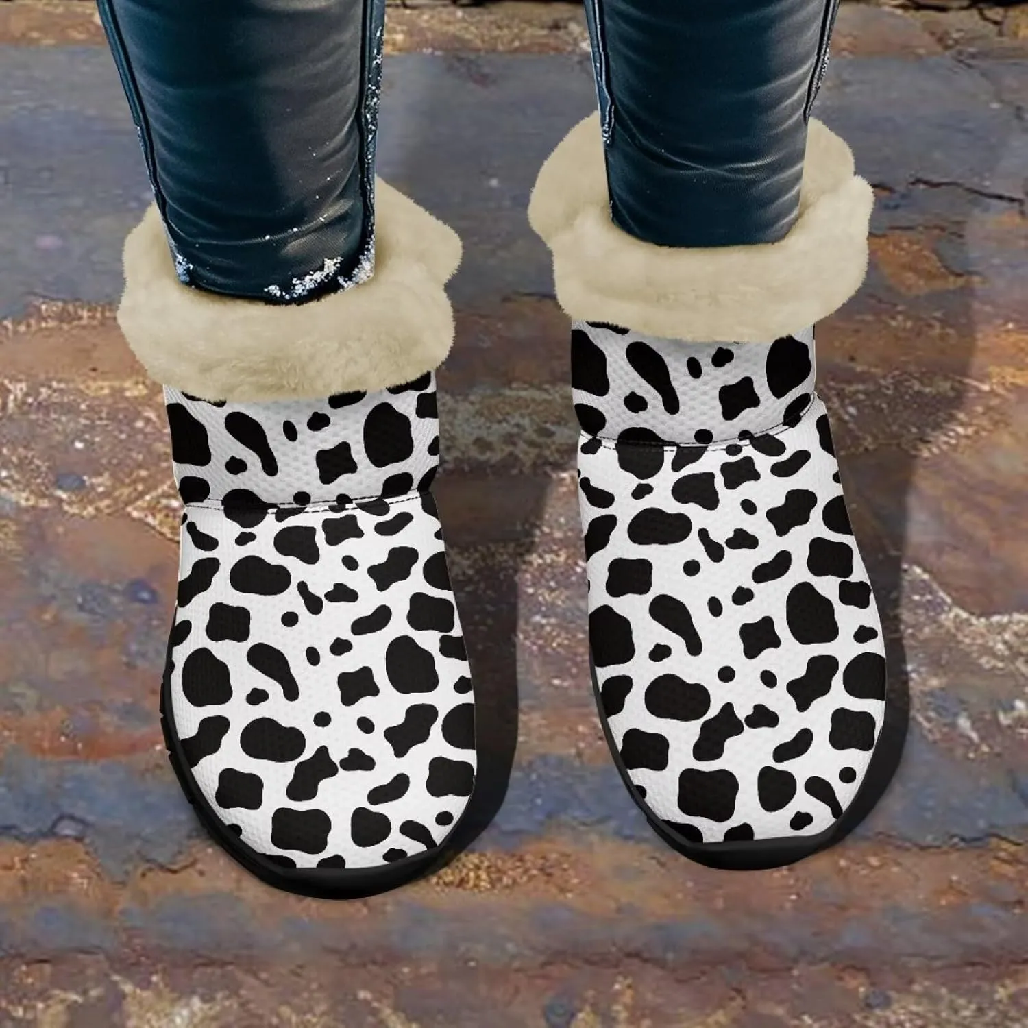 Womens Fuzzy Boots Winter Comfy Plush Warm Fur Lined Lining Snow Boot Waterproof Comfortable Slip On Outdoor Walking Hiking Booties